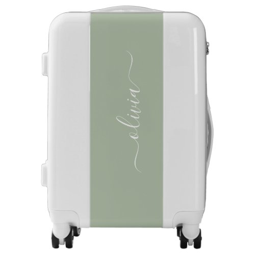 Sage Green Minimalist Modern Monogram Elegant  Luggage