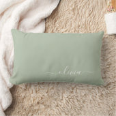 Sage Green Minimalist Modern Monogram Elegant  Lumbar Pillow (Blanket)
