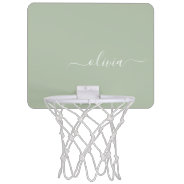 Sage Green Minimalist Modern Monogram Elegant Mini Basketball Hoop at Zazzle