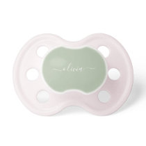 Sage Green Minimalist Modern Monogram Elegant Pacifier