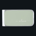 Sage Green Minimalist Modern Monogram Elegant Silver Finish Money Clip<br><div class="desc">Introducing our Sage Green Minimalist Modern Monogram Elegant Collection: Elevate your aesthetic with serene sophistication and timeless elegance. Our collection showcases minimalist designs in a tranquil sage green hue, complemented by refined monograms tailored to your personal style. From polished stationery to versatile accessories, each piece in our collection is meticulously...</div>