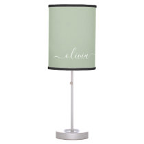 Sage Green Minimalist Modern Monogram Elegant  Table Lamp