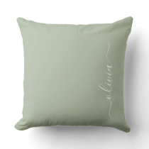 Sage Green Minimalist Modern Monogram Elegant  Throw Pillow