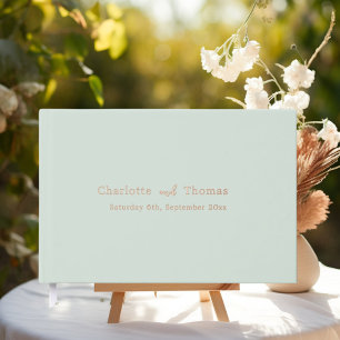 Sage green minimalist modern wedding foil guest book