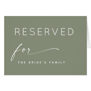 Sage Green Minimalist Modern Wedding Reserved Sign Cards