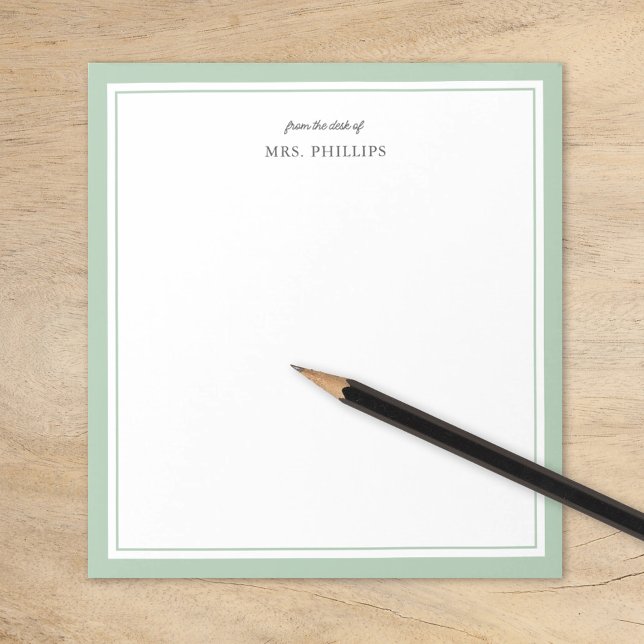 Sage Green Minimalist Monogram Teacher Gift Notepad (Creator Uploaded)