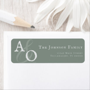 Sage Green Minimalist Monogram Wedding Address Label