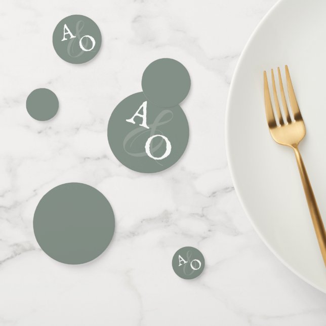 Sage Green Minimalist Monogram Wedding Confetti (Group)