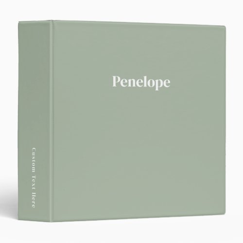 Sage Green Minimalist Personalized 3 Ring Binder