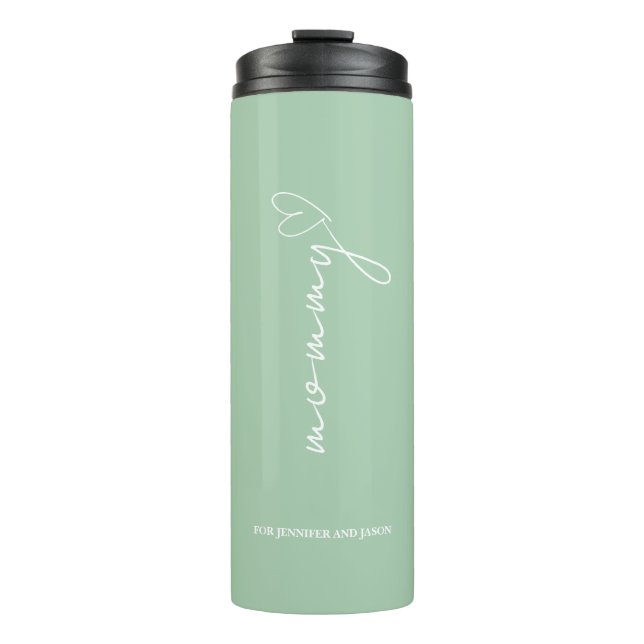 Sage Green Minimalist Personalized Gift for Mom Thermal Tumbler (Front)