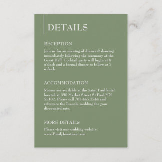Sage Green Minimalist Reception Details And Rsvp  Enclosure Card