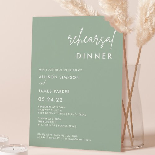 Sage Green Minimalist Rehearsal Dinner Invitation