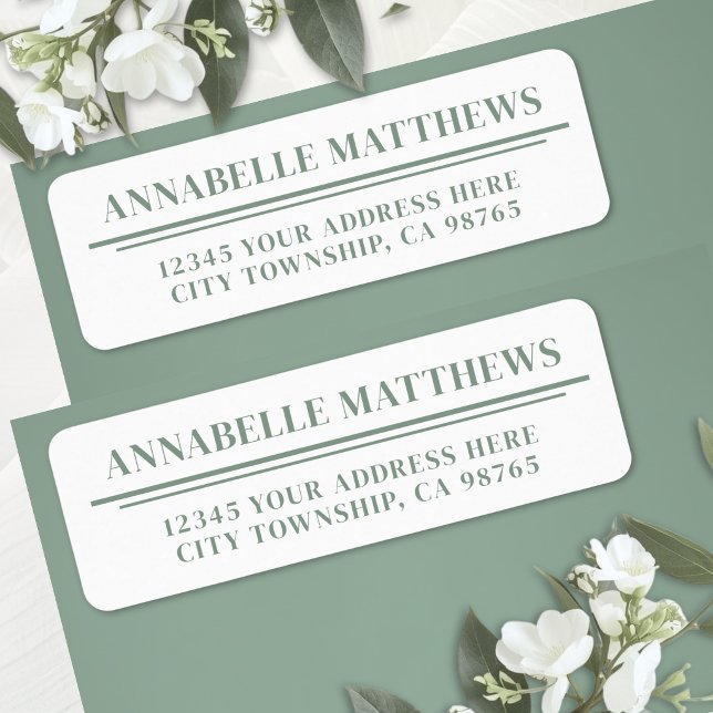 Sage Green Minimalist Return Address Label (Sage Green Minimalist Return Address Label )