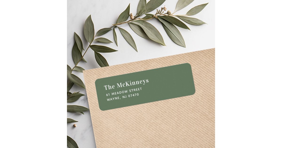 Sage Label Sage Green Minimalist Return Address Label | Zazzle