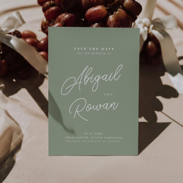 Sage Green Minimalist Save the Date Invitation (Creator Uploaded)