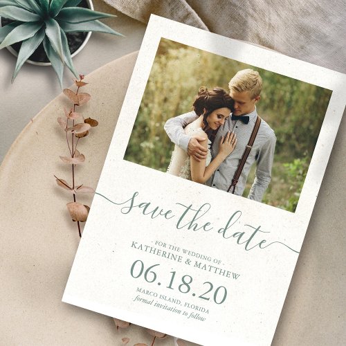 Sage Green Minimalist Script Wedding Save the Date