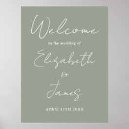 Sage Green Minimalist Script Wedding Welcome Sign