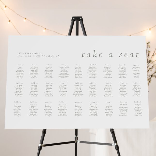 Sage Green Minimalist seating charts  Foam Board (In Situ (Stand))