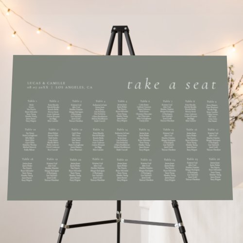 Sage Green Minimalist seating charts  Foam Board