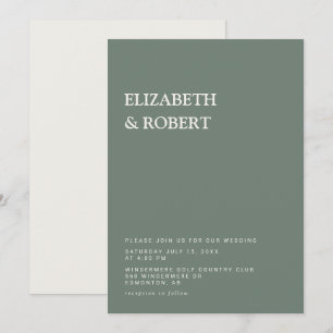 Sage Green Minimalist Simple Modern wedding Invitation