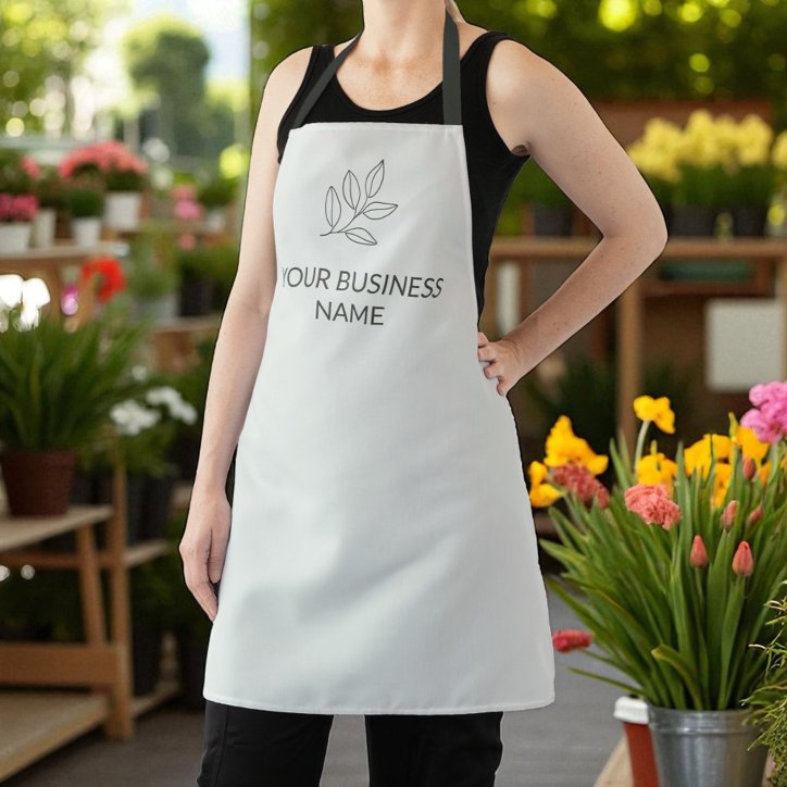 Sage Green Minimalist Small Business Botanical Apron