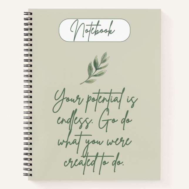 Sage Green Minimalist Spiral Notebook (Front)