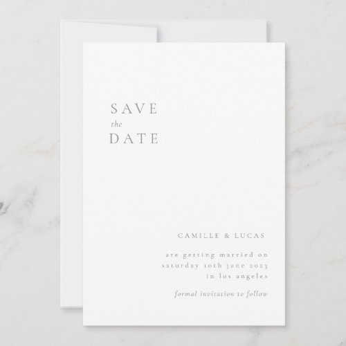 Sage Green Minimalist Text and Photo Save the date Invitation