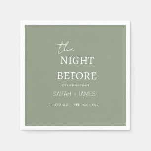Sage Green Minimalist The Night Before Wedding Napkins