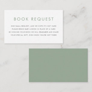Sage Green Minimalist Typography Book Request Enclosure Card