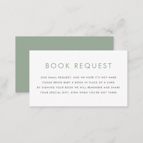 Sage Green Minimalist Typography Book Request Enclosure Card