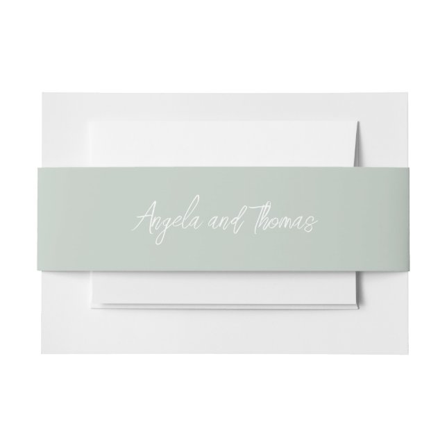 Sage Green, Minimalist Wedding Belly Band (Front Example)
