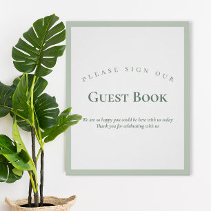 Sage Green Minimalist Wedding Guest Book Sign