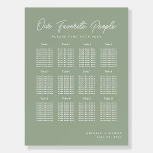 Sage Green Minimalist Wedding Seating Chart Foam Board