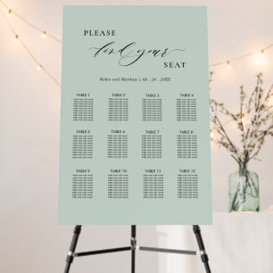 Sage Green Minimalist Wedding Seating Chart Foam Board