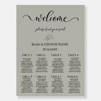 Sage Green Minimalist Wedding Seating Chart Poster