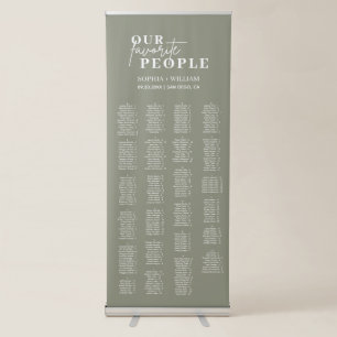 Sage Green Minimalist Wedding Seating Chart Retractable Banner