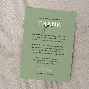 Sage Green Minimalist Wedding Thank You Card