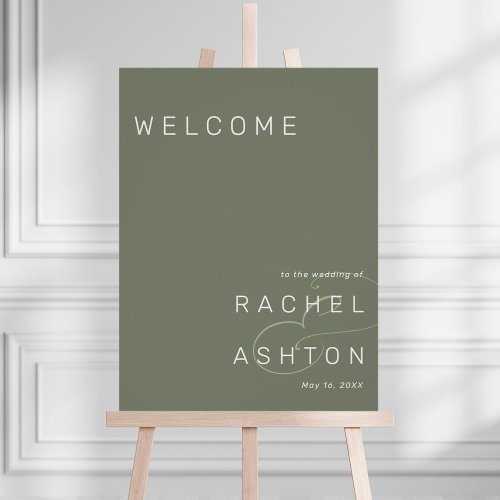 Sage Green Minimalist Wedding Welcome Foam Board