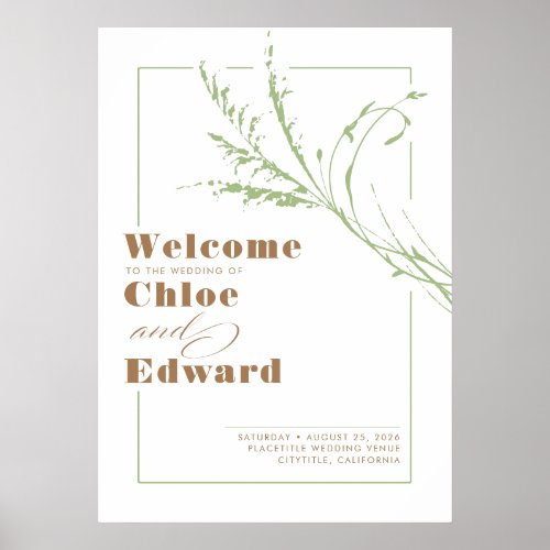 Sage Green Minimalist Wedding Welcome Sign