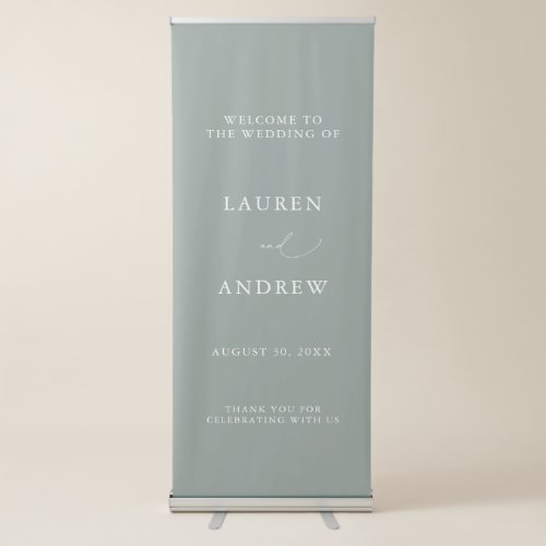 Sage Green Minimalist Welcome to Our Wedding Retractable Banner