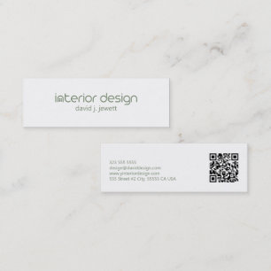 Sage green Minimalistic Interior Design Logo  Mini Business Card