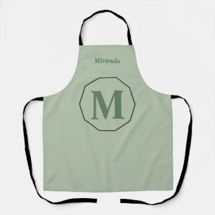 Sage Green minimalistic monogram name personalized Apron