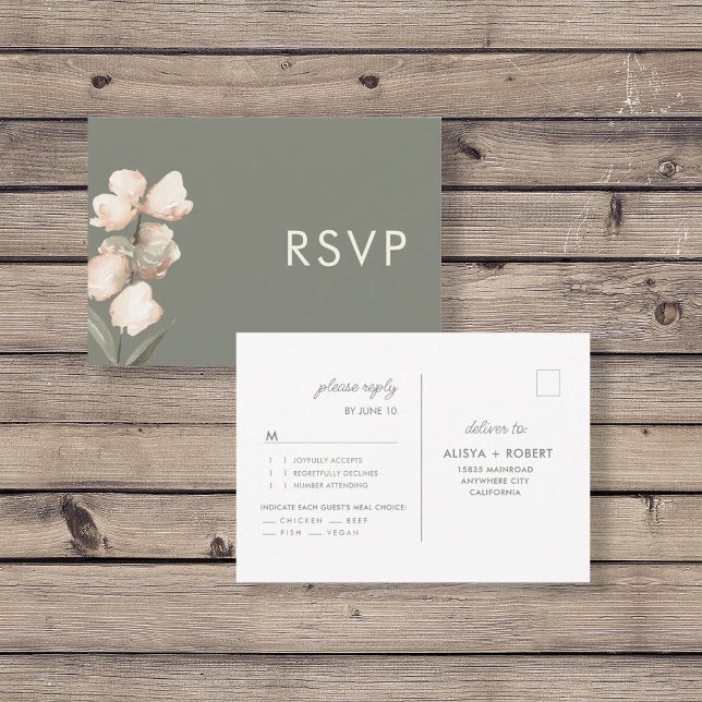 Sage Green Minimalistic RSVP Wedding Response Card (Creator Uploaded)