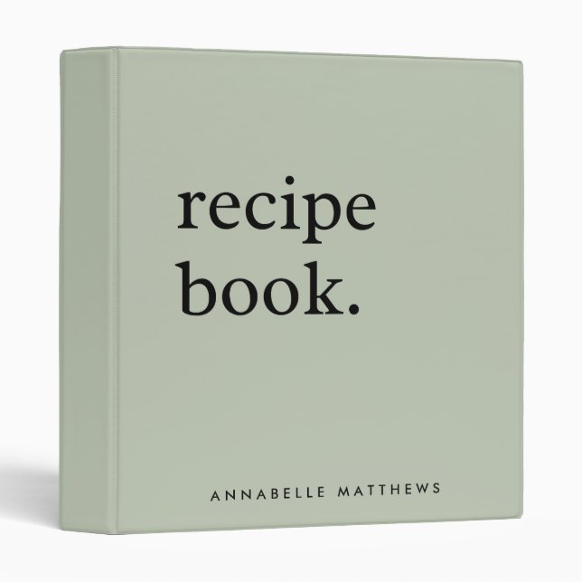 Sage Green Minimalistic Simple 3 Ring Binder (Front/Spine)