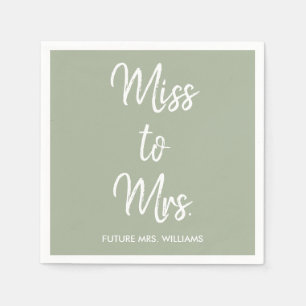 Sage Green Miss to Mrs Bridal Shower Bach Party Napkins