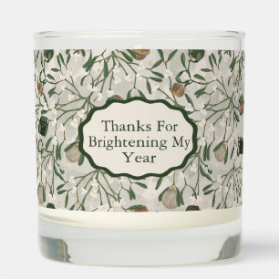 Sage Green Mistletoe & Bauble Custom Message Scented Candle
