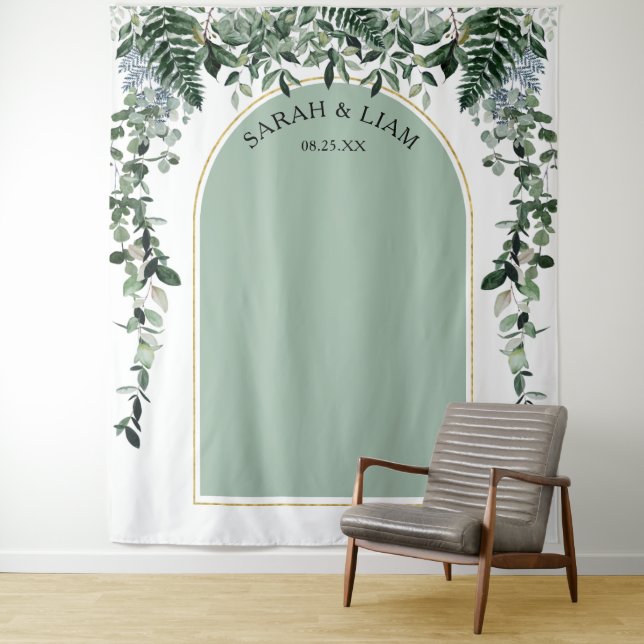 Sage Green Modern arch Greenery wedding backdrop (In Situ)