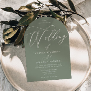 Sage Green Modern Arch Wedding Invitation
