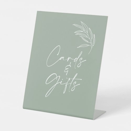 Sage Green Modern Baby Shower Cards And Gifts Pedestal Sign
