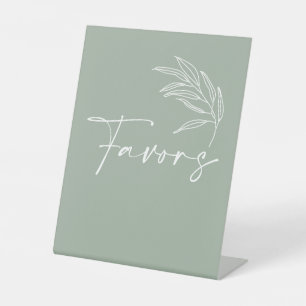 Sage Green Modern Baby Shower Favors Pedestal Sign